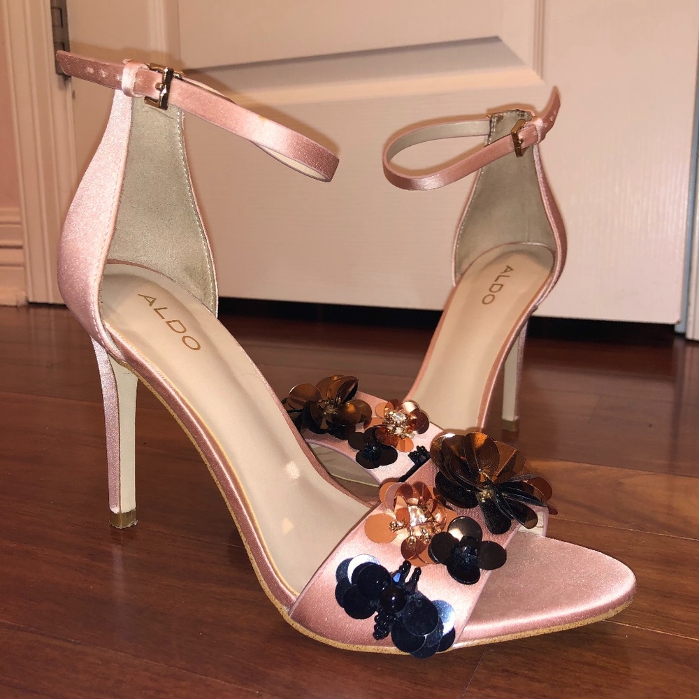 ALDO Floral Embellished Satin Heels